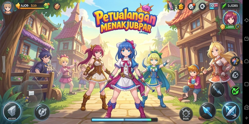 Tangkapan layar AJO89 menampilkan aksi karakter dalam petualangan anime.