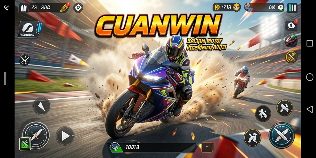 Tampilan seru gameplay balapan motor di CUANWIN.