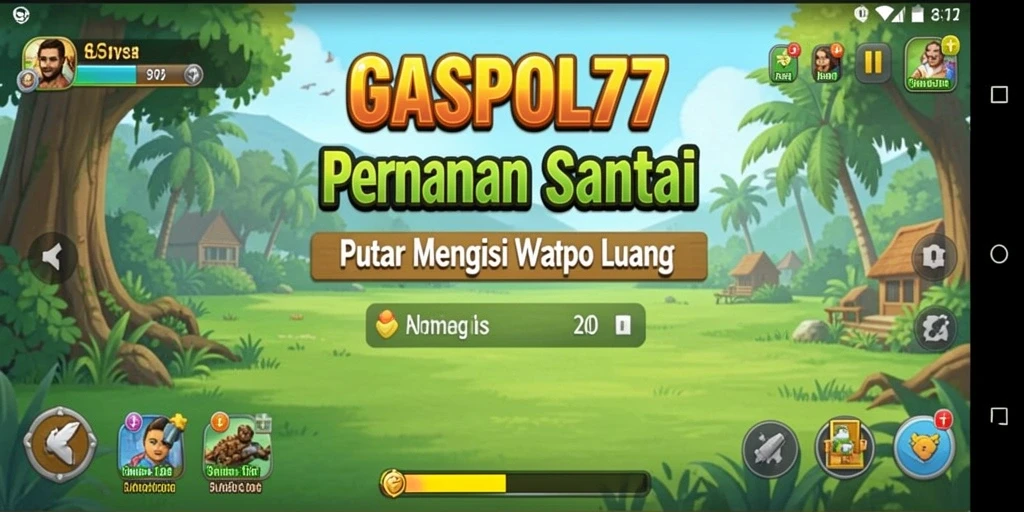 Tampilan gameplay <strong>GASPOL77</strong> yang ceria dan penuh warna.