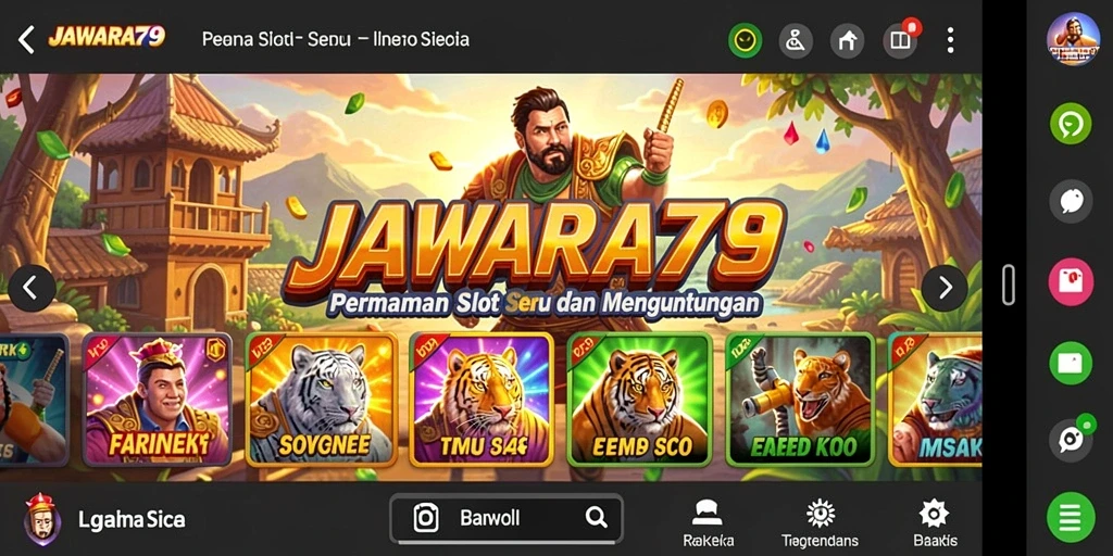 Tampilan screenshot gameplay JAWARA79 dengan efek slot yang memukau.