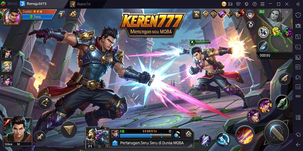 Screenshot gameplay KEREN777 menampilkan aksi seru pertempuran tim.