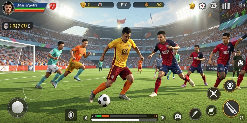 Tampilan gameplay PP7 yang seru dalam kompetisi olahraga.