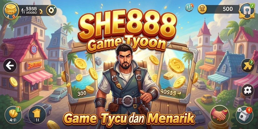 Tampilan gameplay <strong>SHE888</strong> menunjukkan manajemen bisnis yang seru dan menarik.
