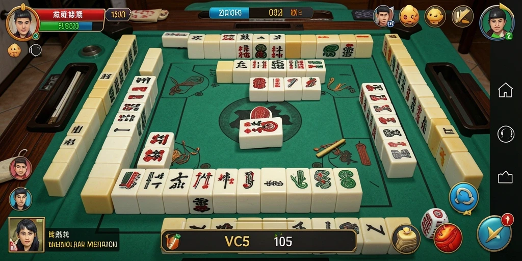 Screenshot gameplay VC5 menunjukkan suasana Mahjong yang seru.
