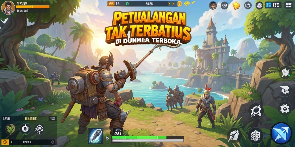 Screenshot WP888 menampilkan petualangan seru di dunia terbuka yang luas.